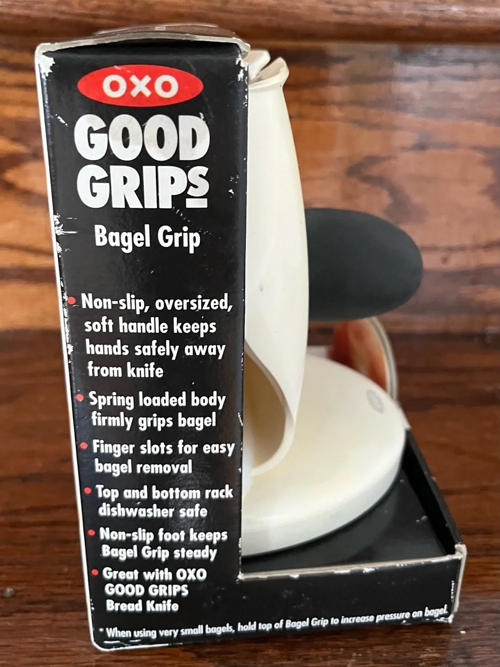 Vintage OXO Good Grips Bagel Grip - White and Black. New in box. NOS